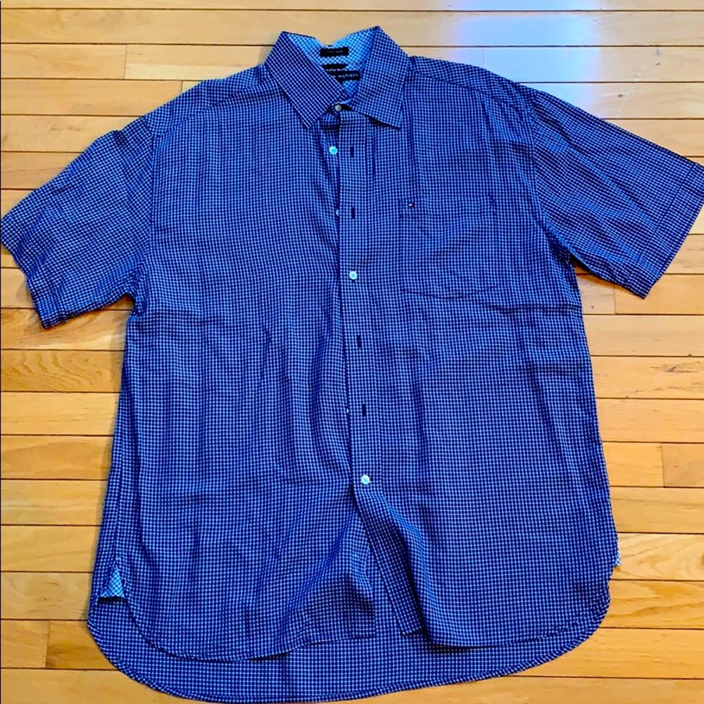 Tommy Hilfiger Short-sleeve Button Down Plaid Blue